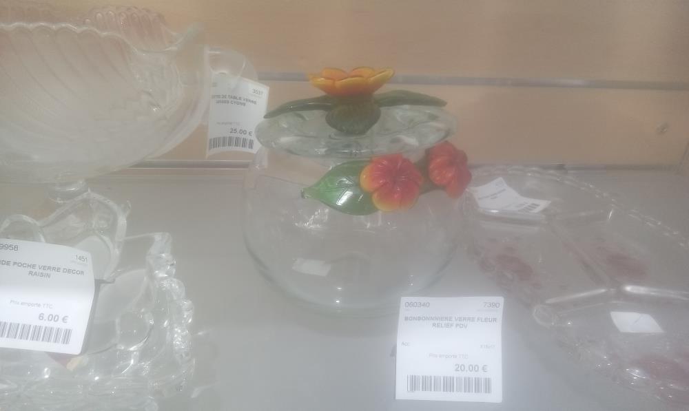 BONBONNNIERE VERRE FLEUR RELIEF PDV