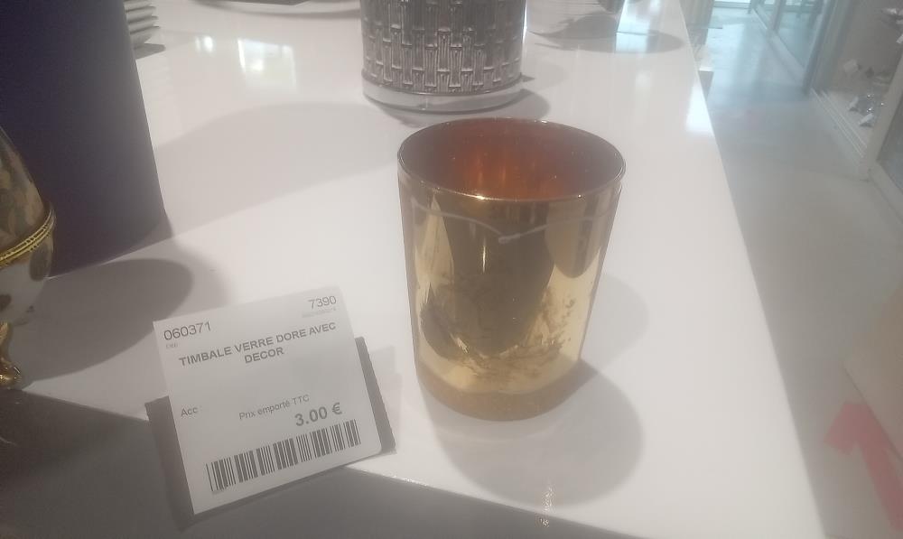 TIMBALE VERRE DORE AVEC DECOR