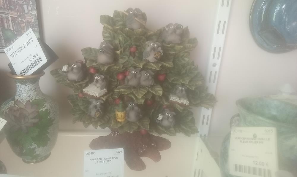ARBRE EN RESINE AVEC CHOUETTES