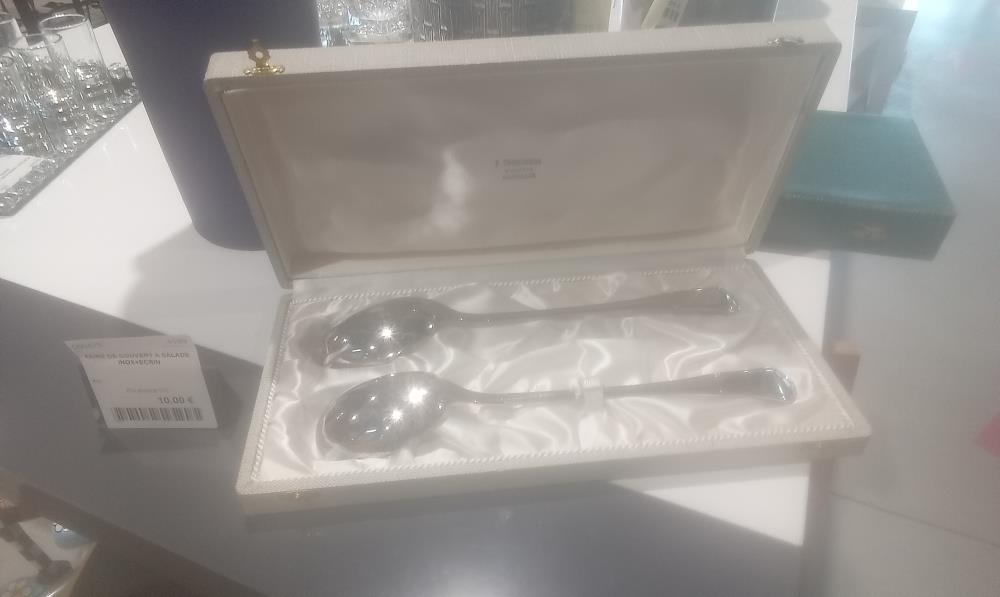 PAIRE DE COUVERT A SALADE INOX+ECRIN