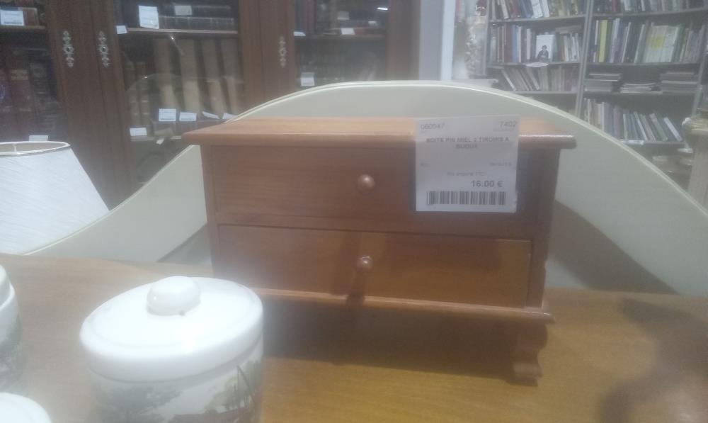 BOITE PIN MIEL 2 TIROIRS A BIJOUX