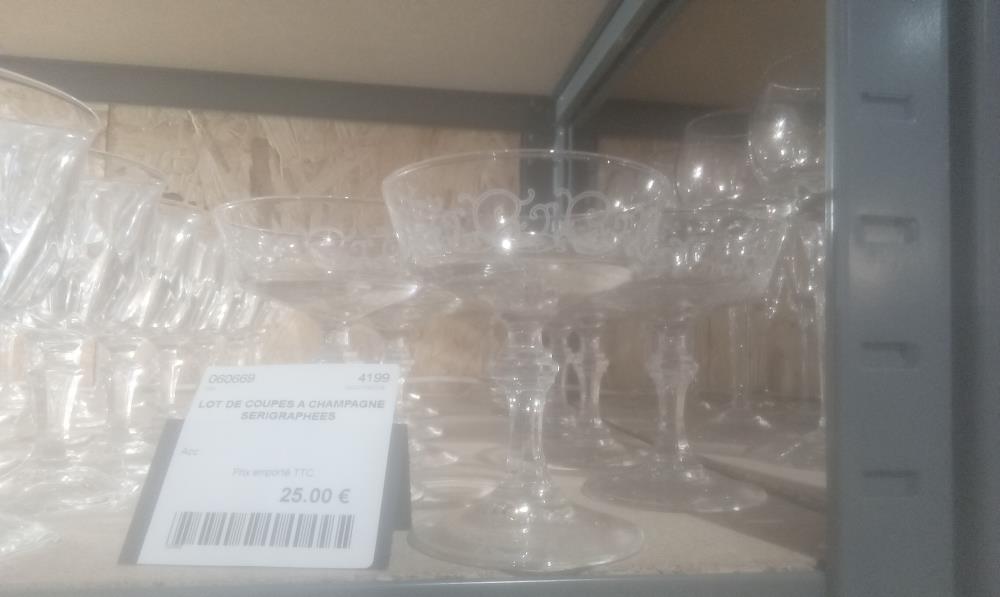 LOT DE COUPES A CHAMPAGNE SERIGRAPHEES 