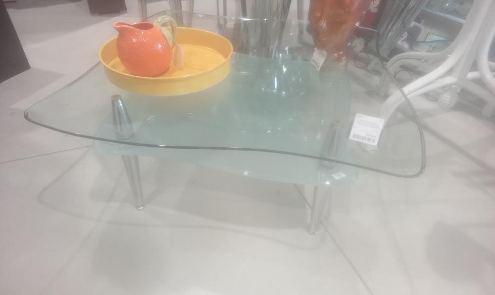 TABLE BASSE DESIGN PLATEAUX VERRE ET PIED METAL BRUNO STEINHOFF GMBH