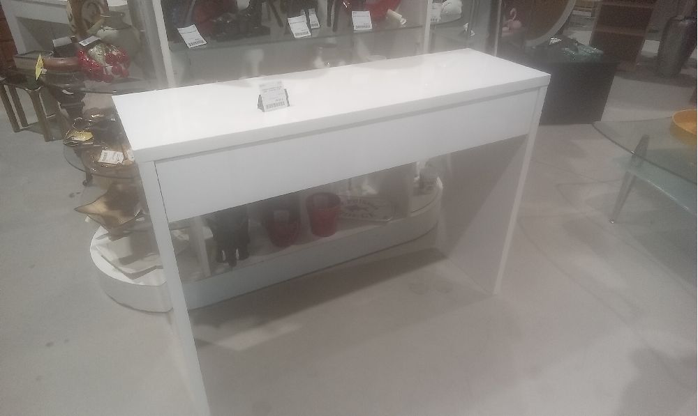 CONSOLE LAQUEE BLANCHE AVEC 1 TIROIR EN L'ETAT