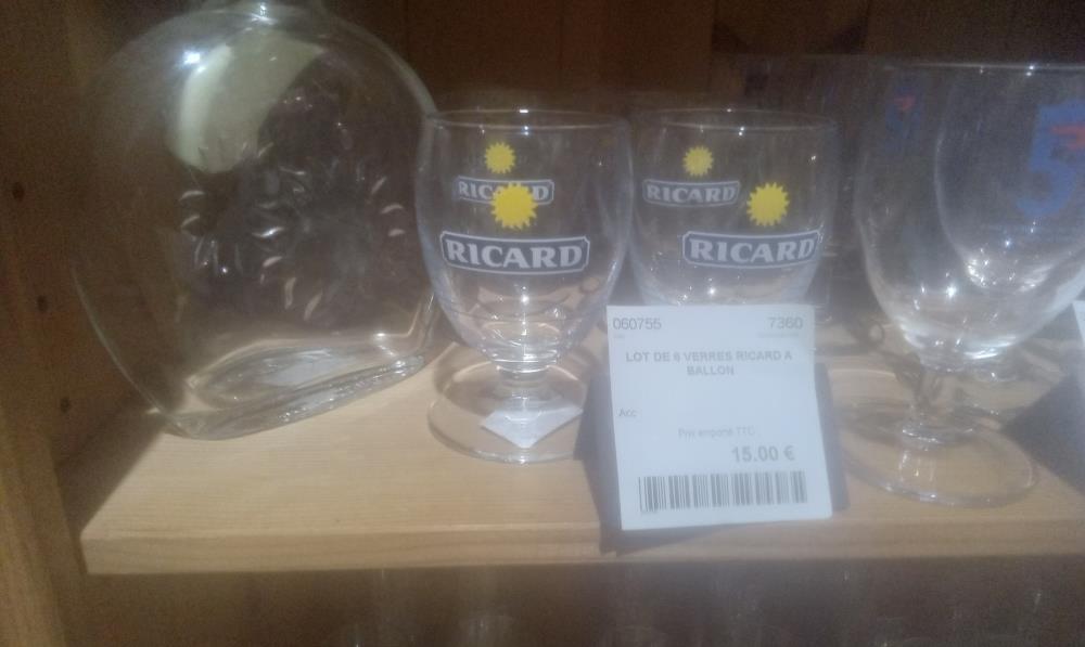 LOT DE 6 VERRES RICARD A BALLON