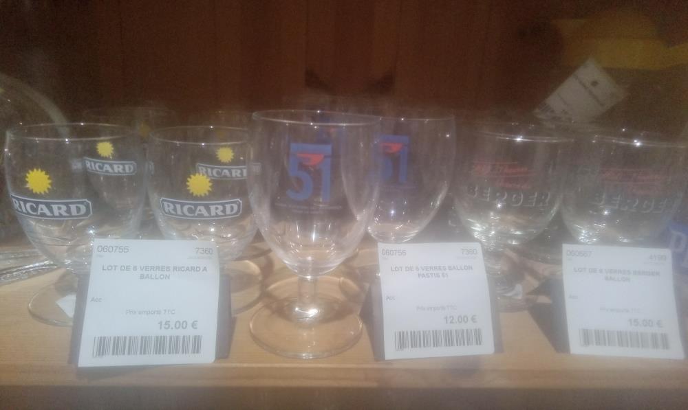 LOT DE 5 VERRES BALLON PASTIS 51