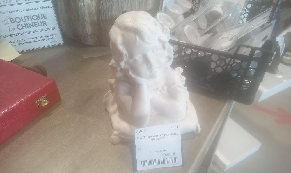 PLATRE ENFANT  LA PENSEUSE EN L'ETAT