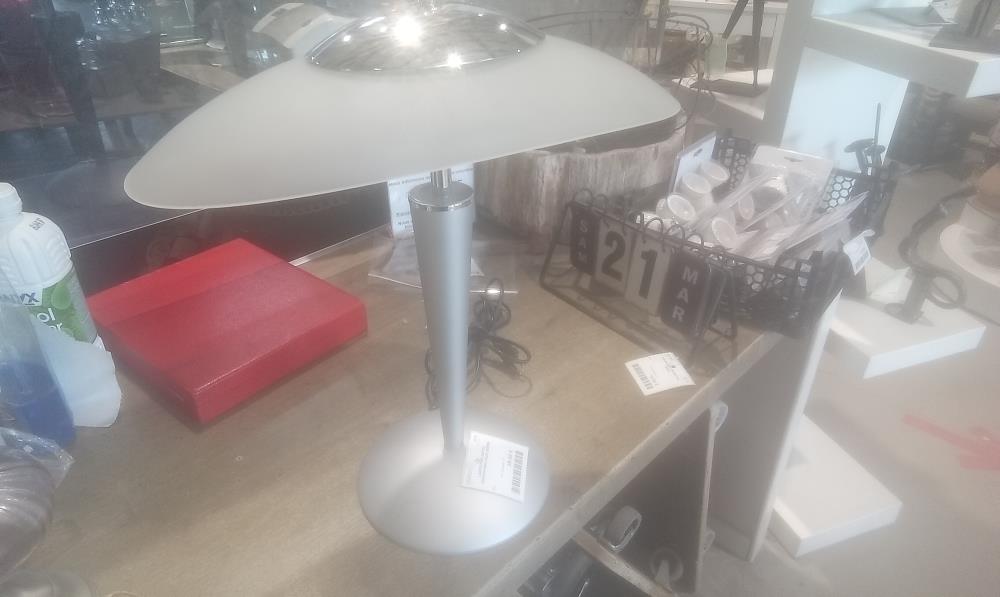 LAMPE PIED METAL DESIGN+ABATJOUR VERRE