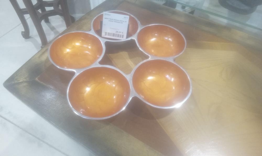 SERVITEUR DESIGN METAL ET LAQUE ORANGE GM