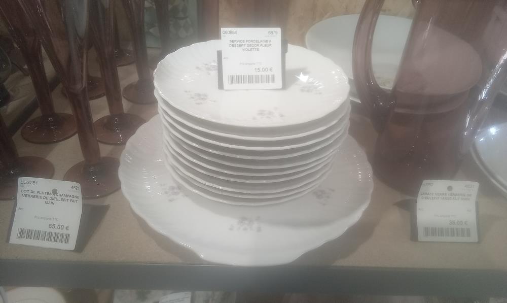SERVICE PORCELAINE A DESSERT DECOR FLEUR VIOLETTE
