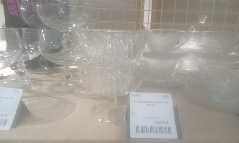 LOT DE 6 COUPES AFRUIT EN VERRE