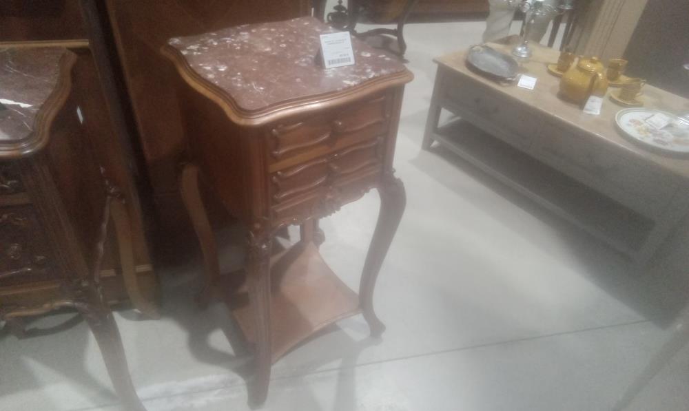 CHEVET STYLE ROCAILLE MARBRE ROUGE 3T