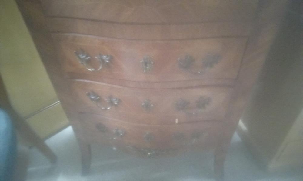 SECRETAIRE BOIS DE ROSE 4 TIROIRS+1ABATTANT+MARBRE EN L'ETAT