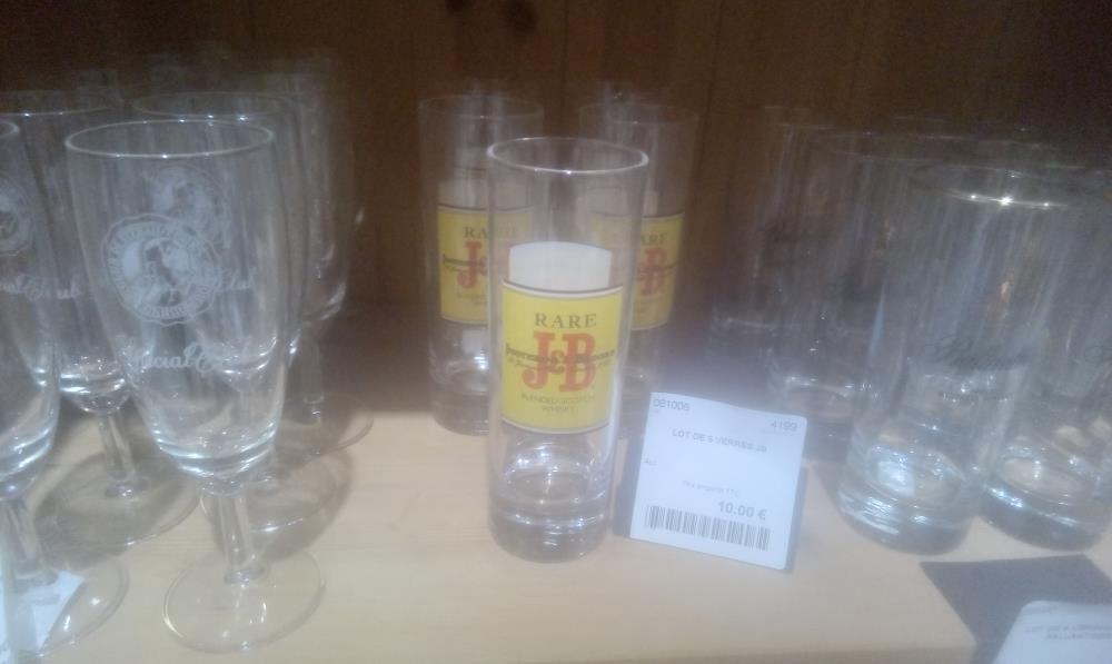 LOT DE 5 VERRES JB