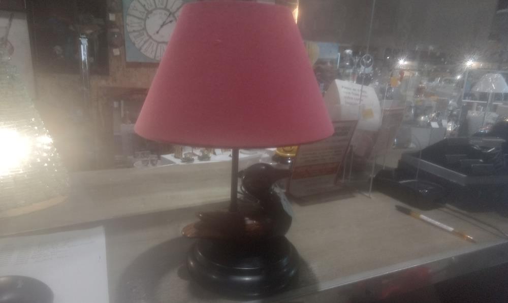 LAMPE PM CANARD +ABATJOUR ROUGE