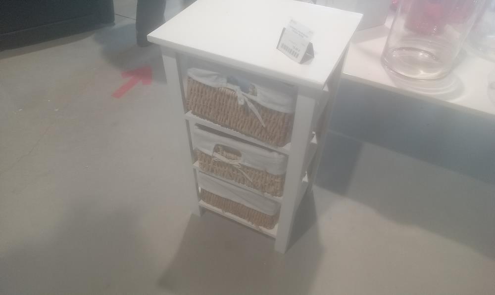 CAISSON 3 TIROIRS BLANC +PANIER TRESSE