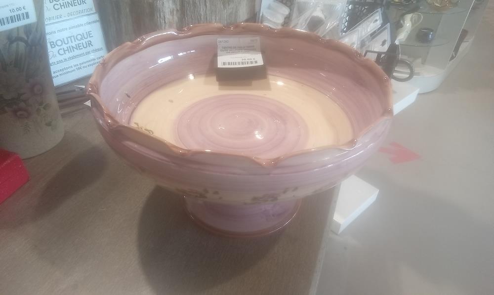 CENTRE DE TABLE TERRE CUITE VALLAURIS VERNISSE GM DECOR FLORAL