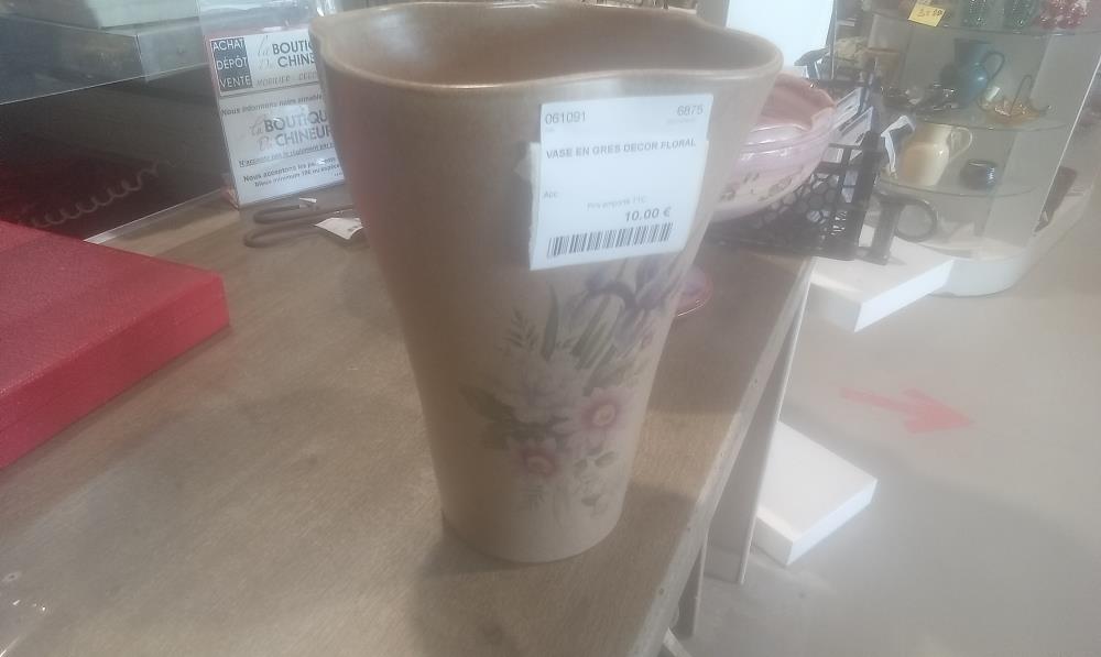 VASE EN GRES DECOR FLORAL