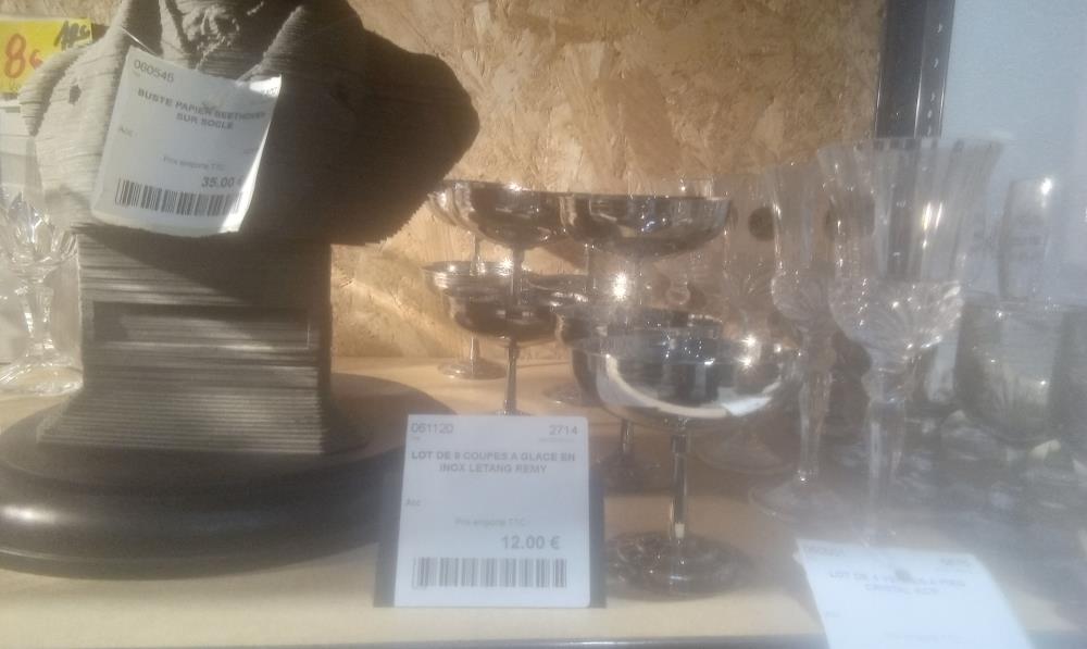 LOT DE 9 COUPES A GLACE EN INOX LETANG REMY