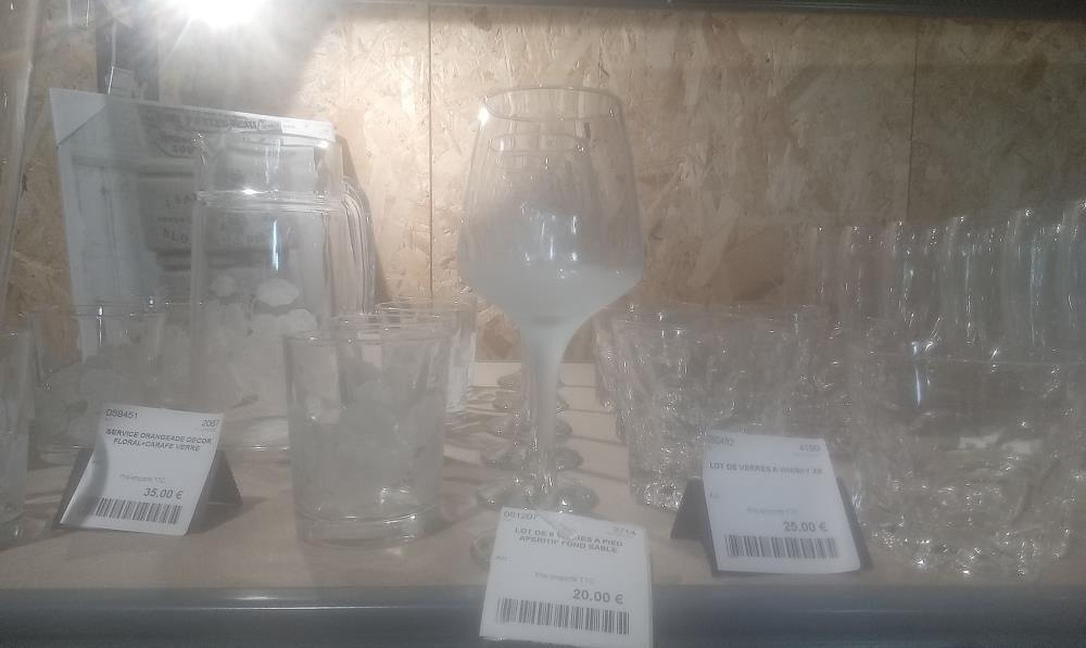 LOT DE 6 VERRES A PIED APERITIF FOND SABLE