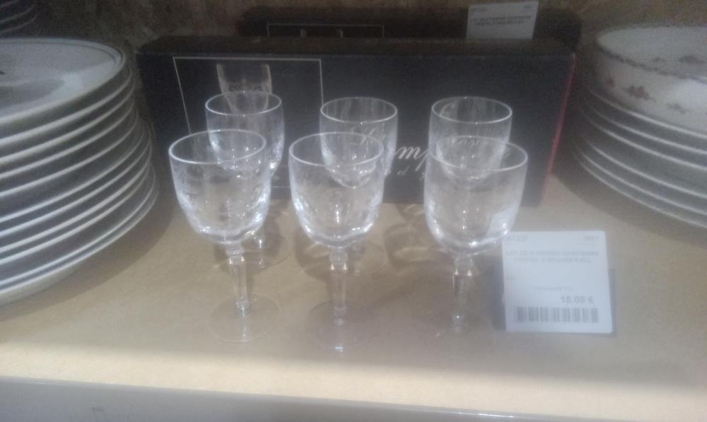 LOT DE 6 VERRES DAMPIERRE CRISTAL D'ARQUES 6.5CL