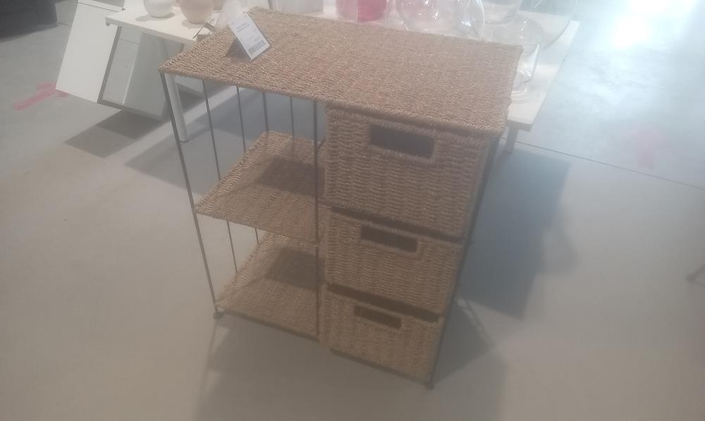 MEUBLE TRESSE 3 TIROIRS+METAL NOIR