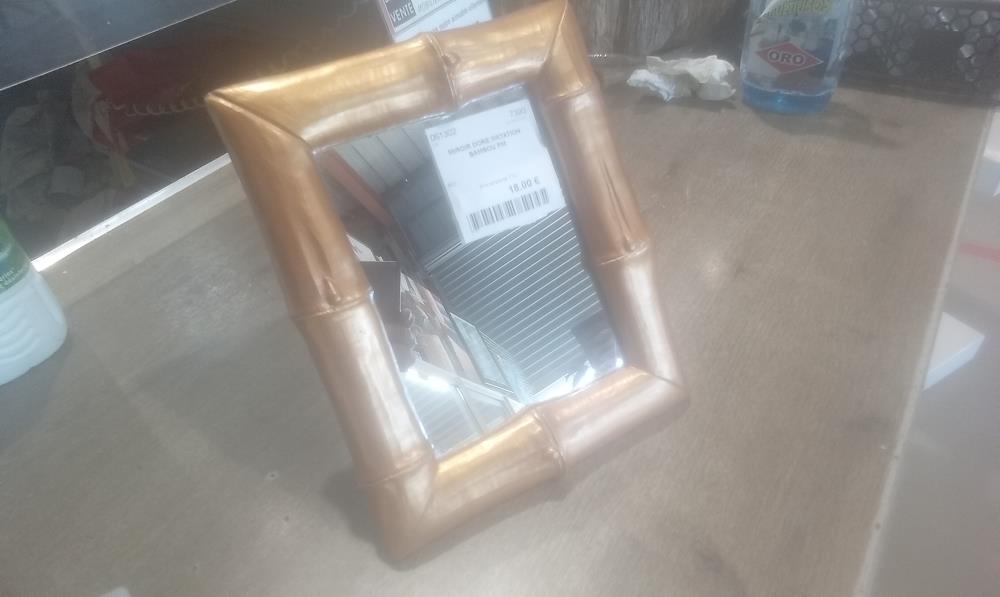 MIROIR DORE IMITATION BAMBOU PM