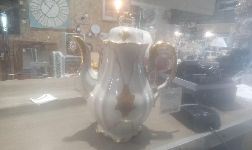 CAFETIERE PORCELAINE  AL-KA-KUNSI BAVARIA DECOR FLORAL DOREE