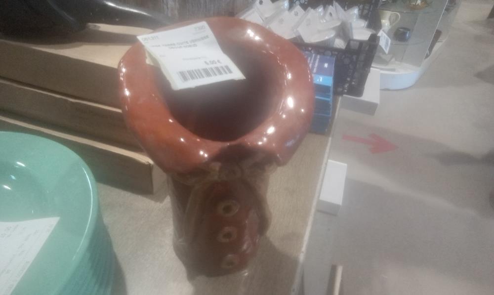 VASE TERRE CUITE VERNISSE DECOR NOEUD