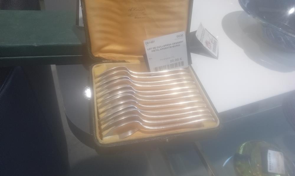 LOT DE CUILLERESA DESSERT METAL ARGENTE+ECRIN