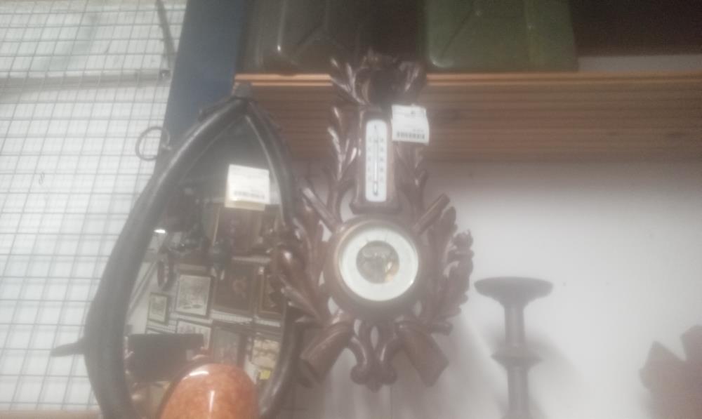 BAROMETRE ANCIEN TETE DE CERF BOIS