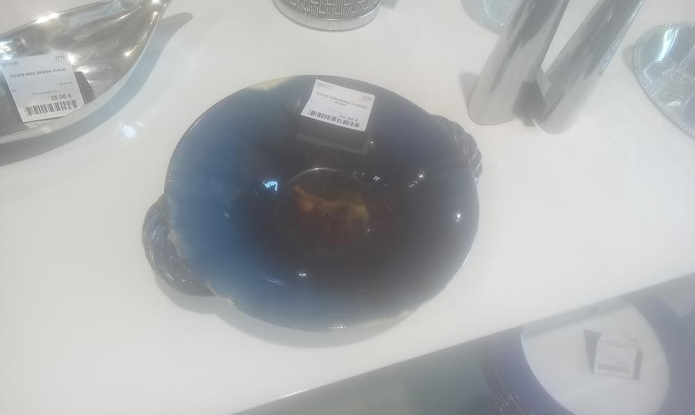 COUPE CERAMIQUE 2 ANSES BLEUE