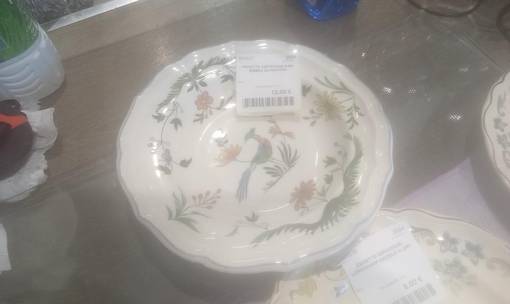 ASSIETTE CERAMIQUE GIEN OISEAU DU PARADIS