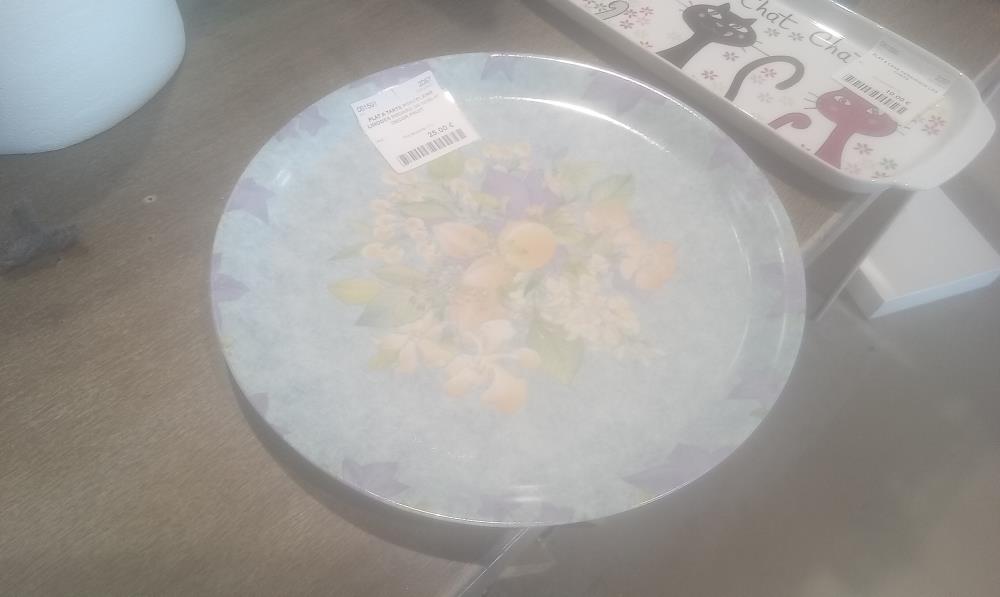 PLAT A TARTE PORCELAINE  LIMOGES MEDARD DE NOBLAT DECOR FRUIT