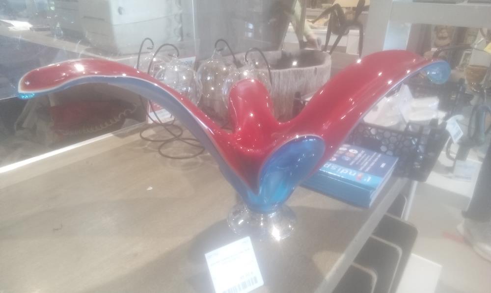 COUPE VERRE BICOLORE SUR SOCLE METAL