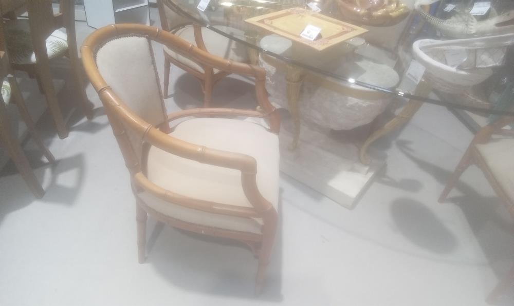 LOT DE 4 CHAISES BAMBOU EN L'ETAT+ASSISE TISSUS EN L'ETAT