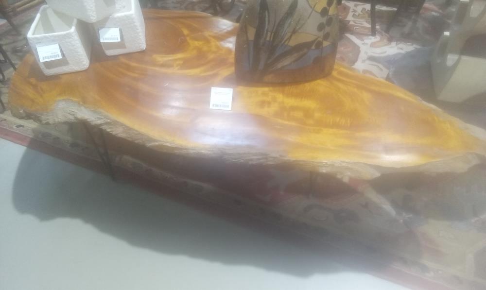 TABLE BASSE PLATEAU DE BOIS BRUT+ECORCE