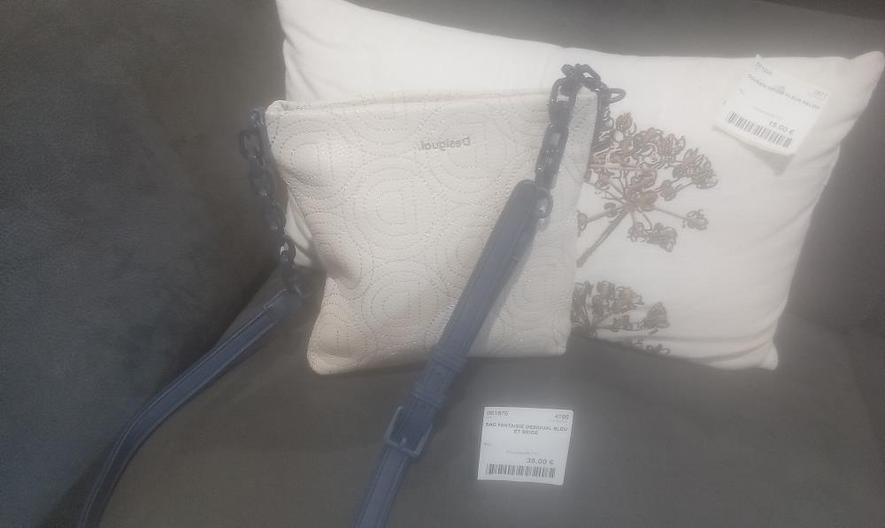 SAC FANTAISIE DESIGUAL BLEU ET BEIGE
