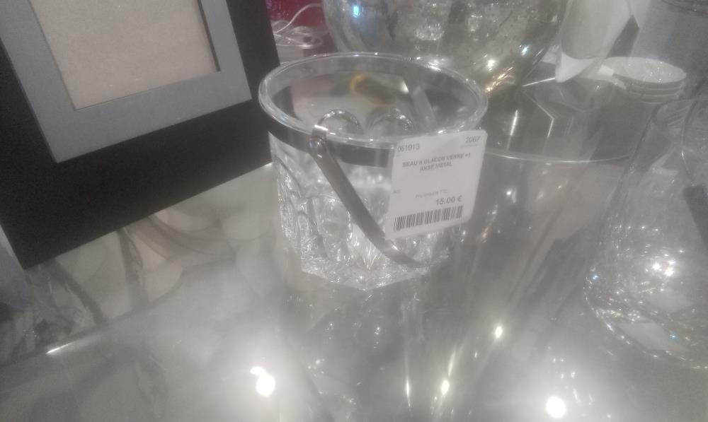 SEAU A GLACON VERRE +1 ANSE METAL
