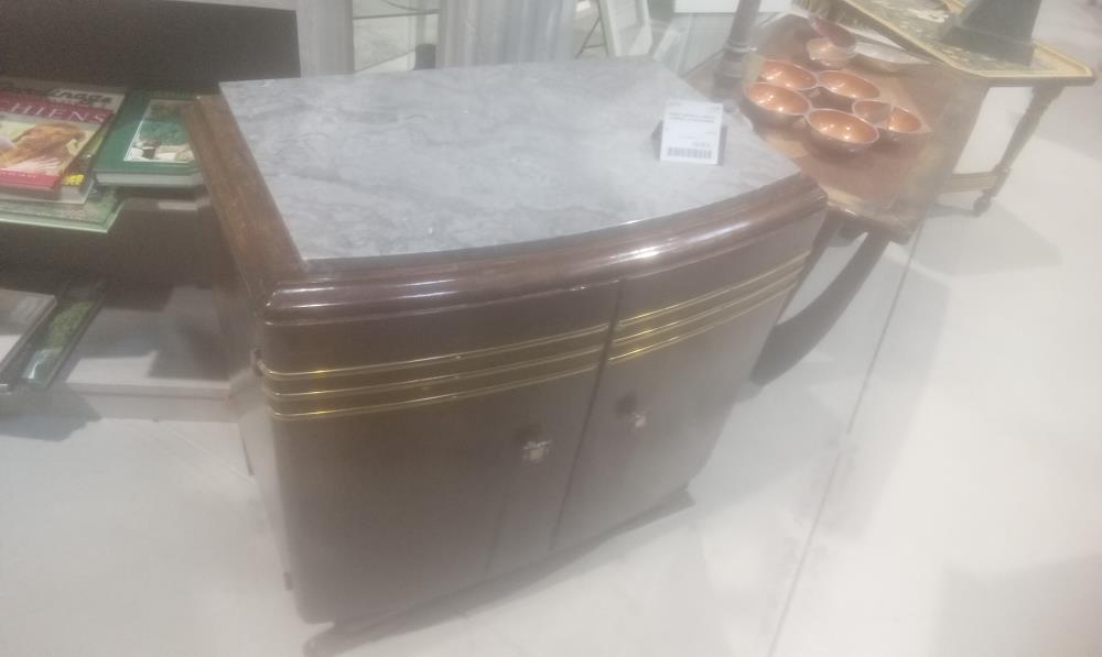 CHEVET ANNEE 50 CHENE ET LISERAIE LAITON+MARBRE
