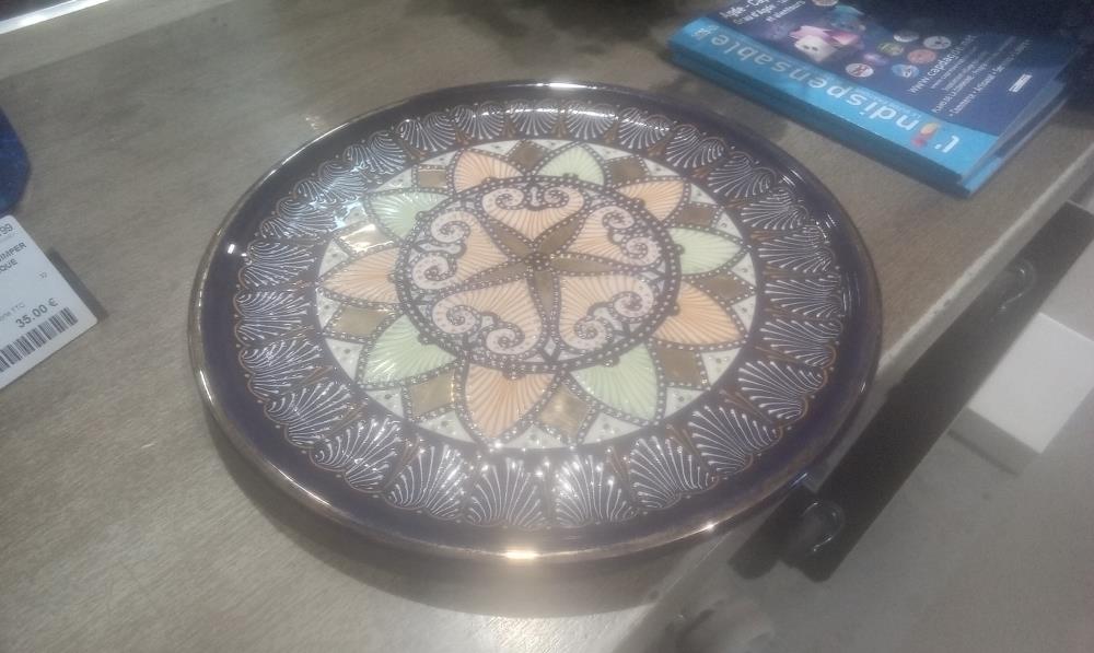 PLAT CERAMIQUE HB QUIMPER DECOR GEOMETRIQUE