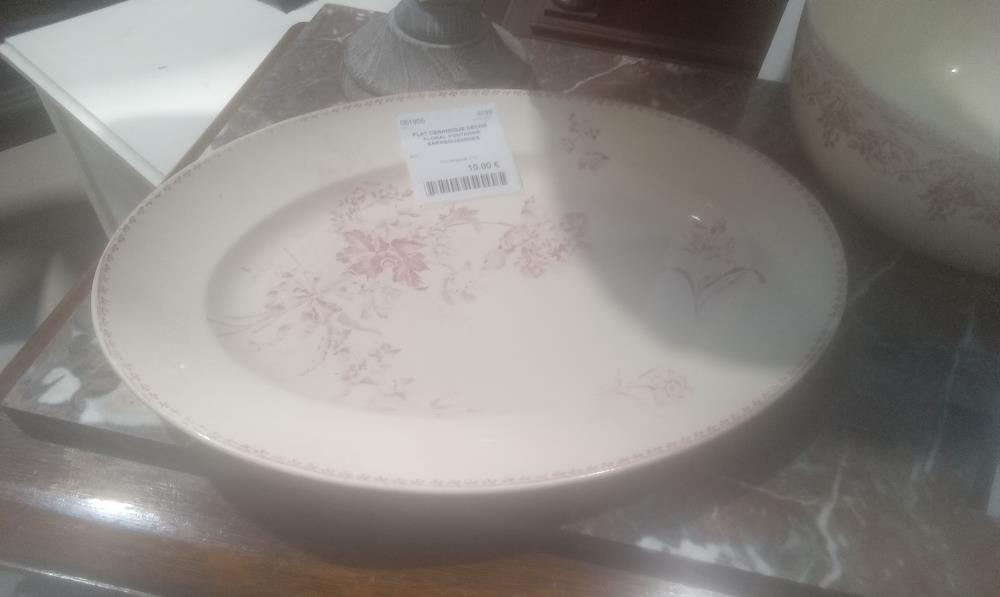 PLAT CERAMIQUE DECOR FLORAL FONTANGE SARREGUEMINES