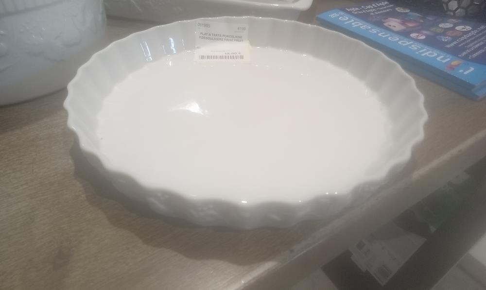 PLAT A TARTE PORCELAINE P.DESOULHIERE FRISE FRUIT