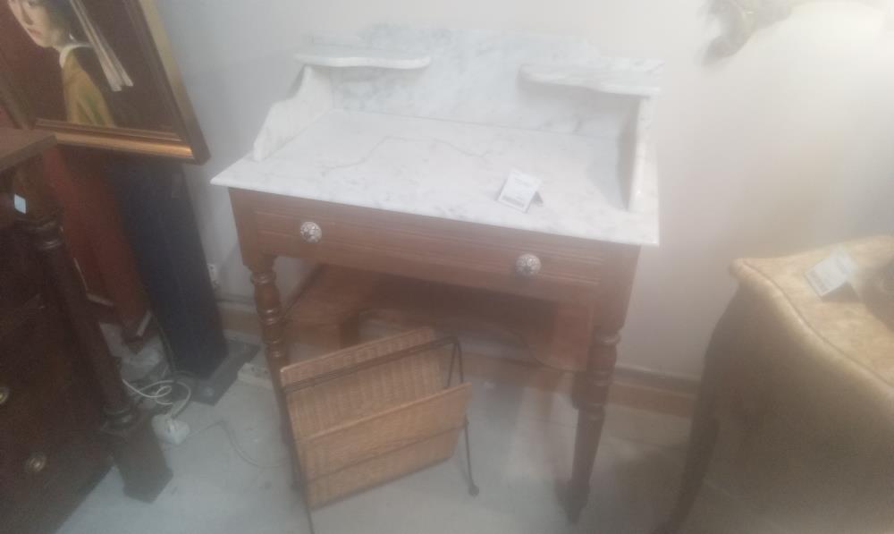 DESSERTE MARBRE EN L'ETAT+1 TIROIR