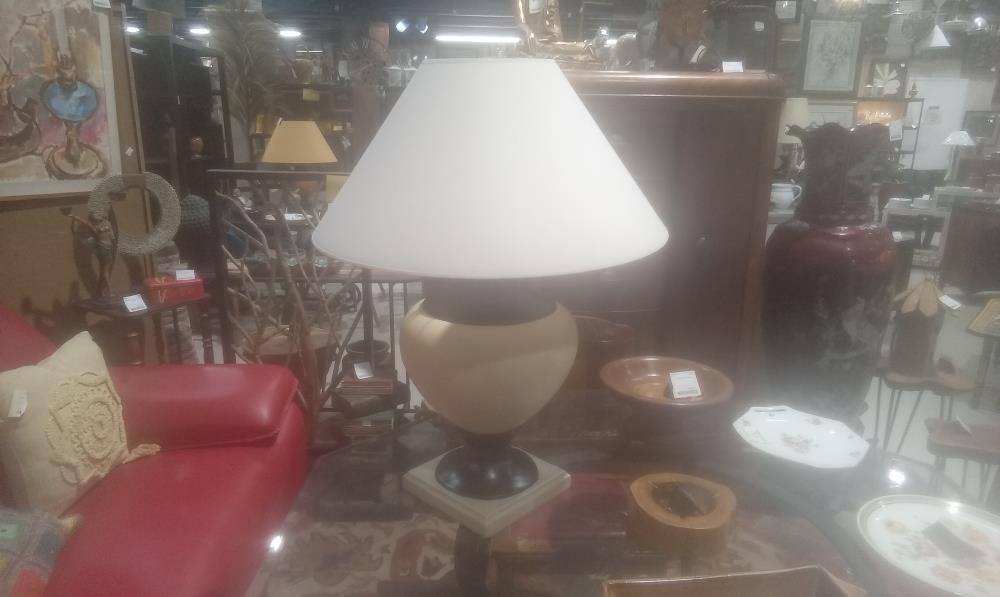 LAMPE CERAMIQUE GM ACDT +ABATJOUR BLANC