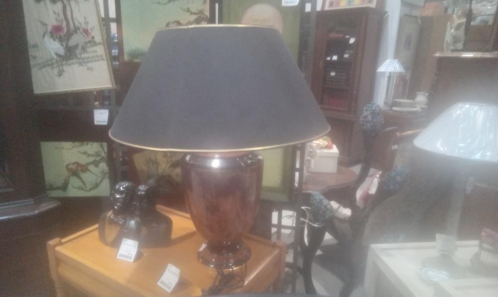 LAMPE CERAMIQUE MARBRE GM+ABATJOUR NOIR