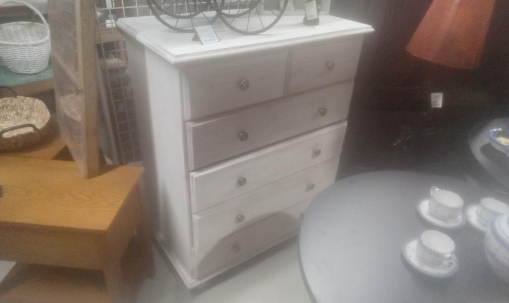 COMMODE PEINTE BLANCHE 6 TIROIRS