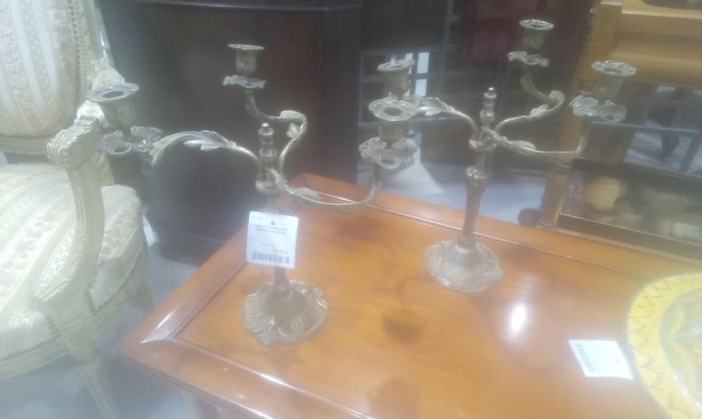 PAIRE DE CANDELABRE BRONZE 3 BRANCHES