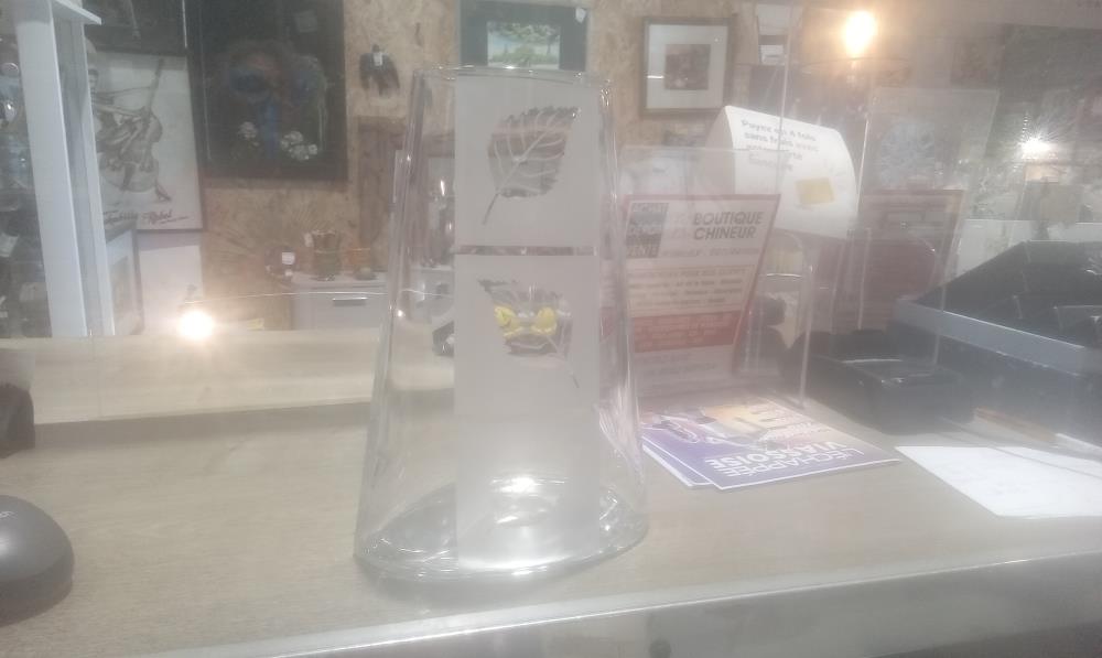 VASE CRISTAL D'ARQUES DECOR FLORAL