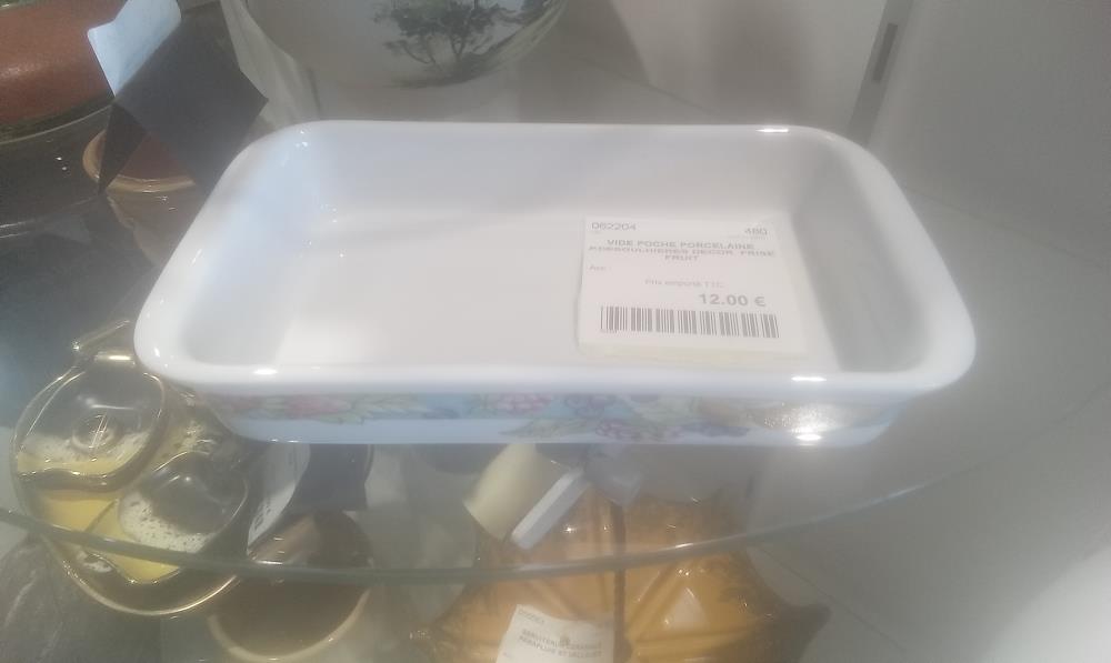 VIDE POCHE PORCELAINE P.DESOULHIERES DECOR  FRISE FRUIT